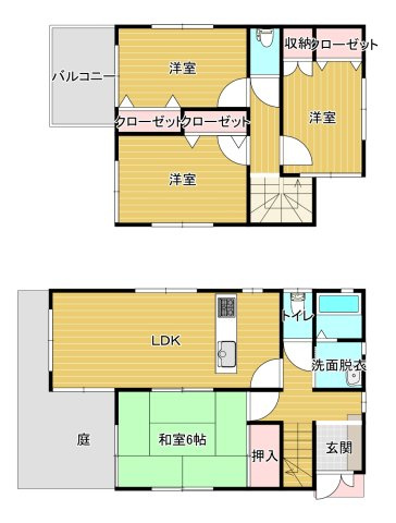 【間取り】 | 枚方市津田山2丁目　戸建賃貸