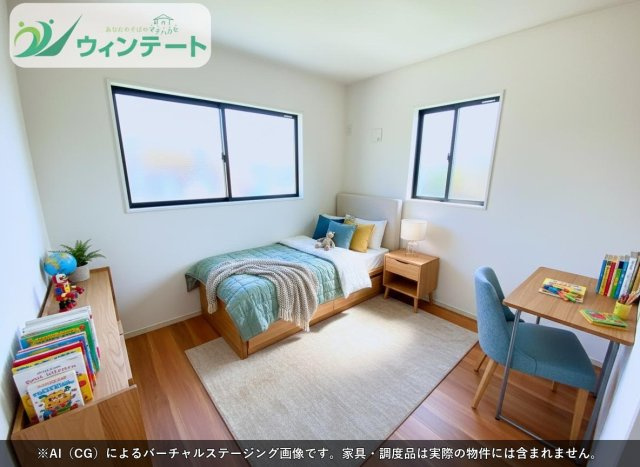 土浦市上高津2期　新築戸建て　3号棟の洋室|2階の各洋室は明るく通風も良好。寝室・子ども部屋・書斎など、ライフスタイルに合わせて多目的に使えます。