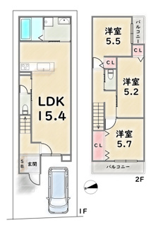 【土地図＋建物プラン例】 | 中京区西ノ京月輪町　建築条件つき | 《参考プラン》建物価格1799万円、建延78.22平米