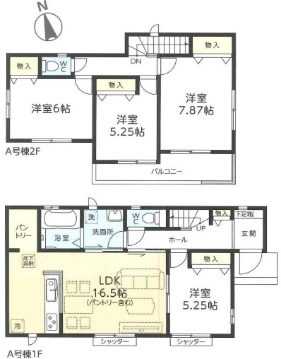 土浦市下高津3丁目347番の間取り|対面キッチンからリビング全体を見渡せる設計。お子様を見守りながら安心して家事ができます。