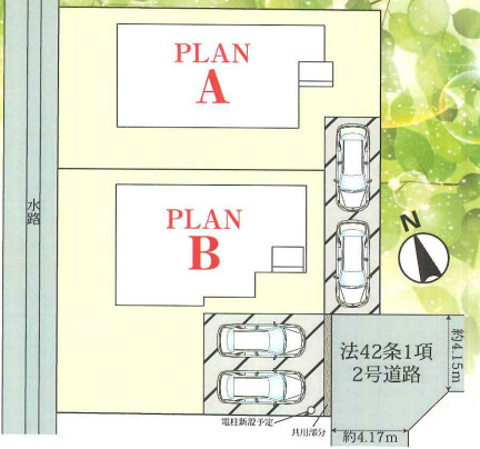 土浦市下高津3丁目347番の区画図|敷地176.62㎡の整形地。駐車も余裕があり、暮らしやすい住まいです。