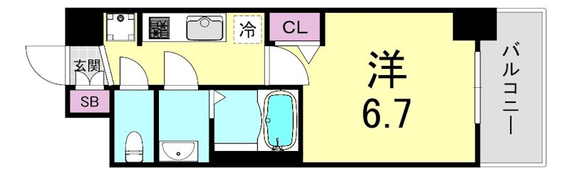 プレサンス谷町九丁目ディセオの間取り