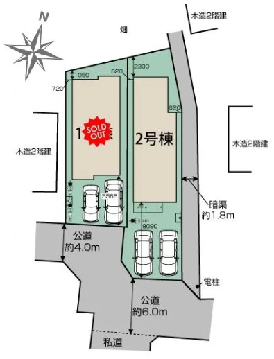 上尾市弁財１丁目　全２棟　２号棟の区画図