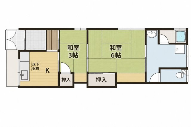 戸伏町平屋2戸1の間取り