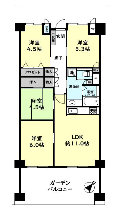 サンヴェール朝霧ケ丘A棟の間取り