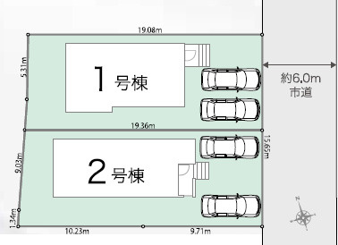 守谷市松ケ丘5丁目01期　新築戸建　2号棟の区画図|敷地広々、地盤調査済みで安心。駐車や生活動線も快適です。