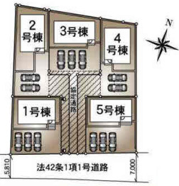 常総市水海道諏訪町第3　新築戸建の区画図|5区画分譲の一画。整形地で建物配置も無理なく、駐車もスムーズです。