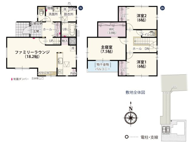 【間取り】 | LDKにはテレワークや勉強に家族で使えるカウンターを設けました！3.6帖のウォークインクローゼットは季節の家電や布団など大きなものをしまえてお部屋を広く使えます♪