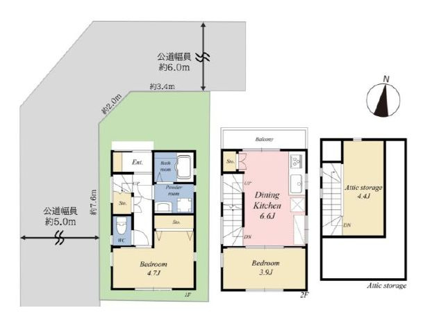 【間取り】 | 練馬区田柄５丁目　中古戸建て | 陽当たりと風通しに恵まれた、開放感ある北西角地