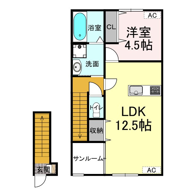 福山市松永町４丁目のアパートの間取り