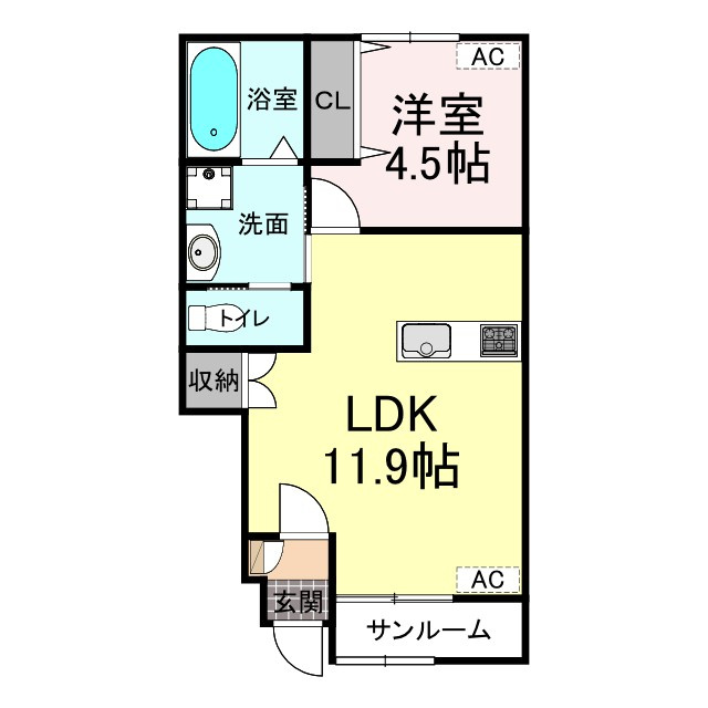 福山市松永町４丁目のアパートの間取り