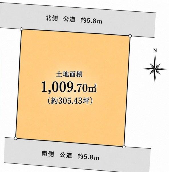 深谷市西田　土地の土地図|305坪の大きな敷地です！
日当たり良好♪