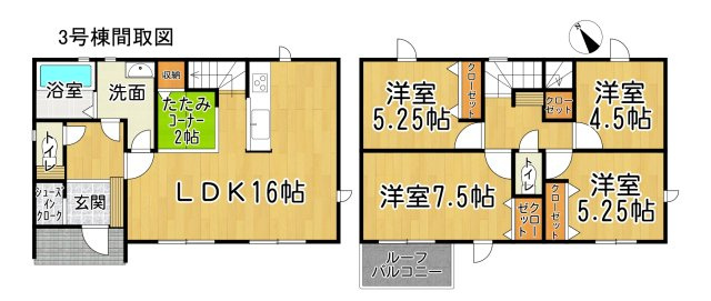 リナージュ半田市瑞穂町7丁目第1期　3号棟の間取り|○●間取り図●○
４LDK！収納豊富！アウトドア用品やベビーカーが収納できるシューズインクロークがうれしい♪リビングには家事や趣味にも活用できそうな畳コーナー付き
