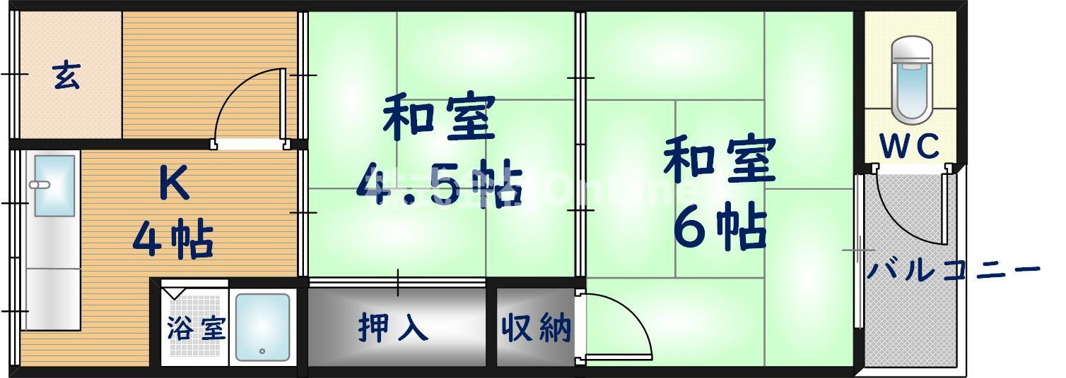 東大阪市稲田本町１丁目のアパートの間取り