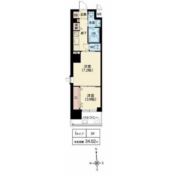 大阪市西区南堀江２丁目の賃貸マンションの間取り