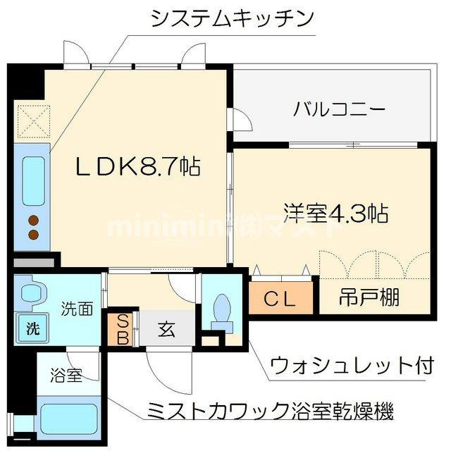 大阪市西区北堀江１丁目の賃貸マンションの間取り