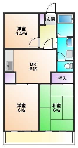 小平市仲町の賃貸マンションの間取り