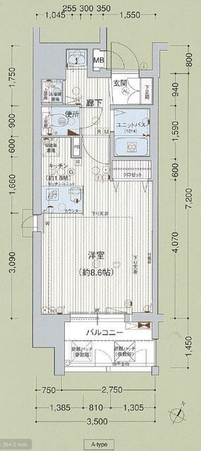 神戸市中央区八幡通３丁目の賃貸マンションの間取り