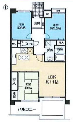 西宮市中島町の賃貸マンションの間取り