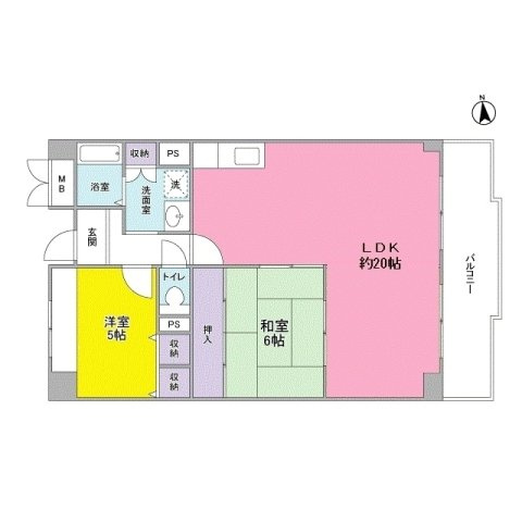西宮市津門大箇町の賃貸マンションの間取り
