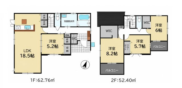 福岡市東区青葉6丁目第4-5棟（1号棟）の間取り|全居室収納付きで便利です。