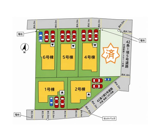 福岡市東区青葉6丁目第4-5棟（4号棟）の区画図|配置図（4号棟）