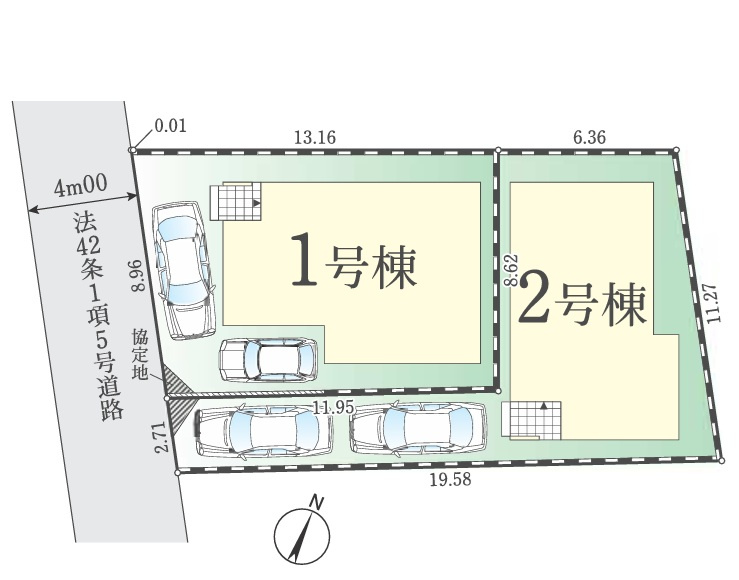 【仲介手数料無料】FiT東村山市青葉町2期　全2棟　1号棟の区画図