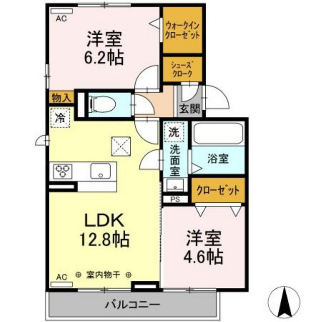 岐阜市東鶉６丁目のアパートの間取り