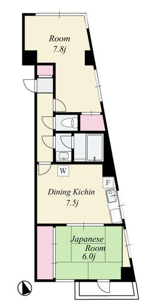 世田谷区玉川２丁目の賃貸マンションの間取り