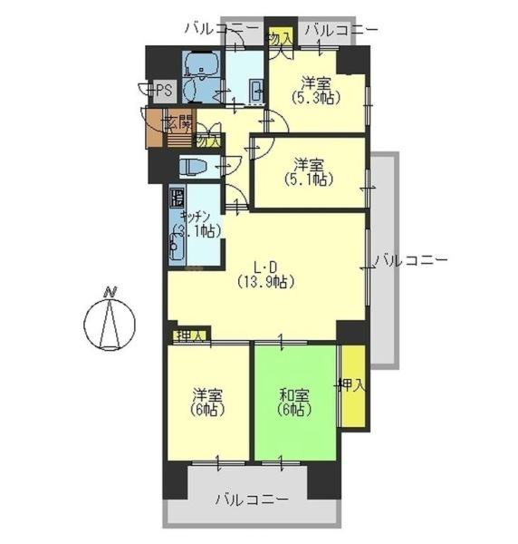シャルマンフジ岩出五番館の間取り