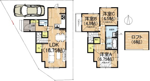 伊丹市鈴原町　第1期　新築一戸建ての間取り|1号地