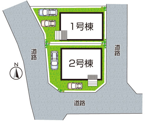 枚方市渚南町　第1期　新築一戸建ての区画図|全2区画
