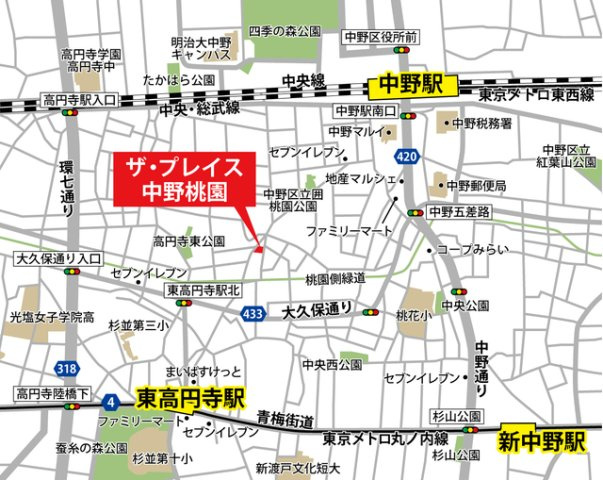 ザ・プレイス中野桃園の地図