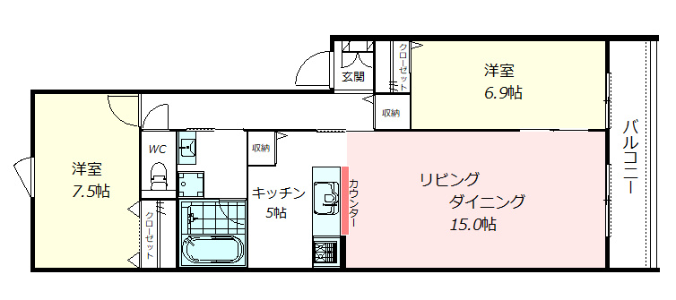 渋谷区代々木４丁目の賃貸マンションの間取り