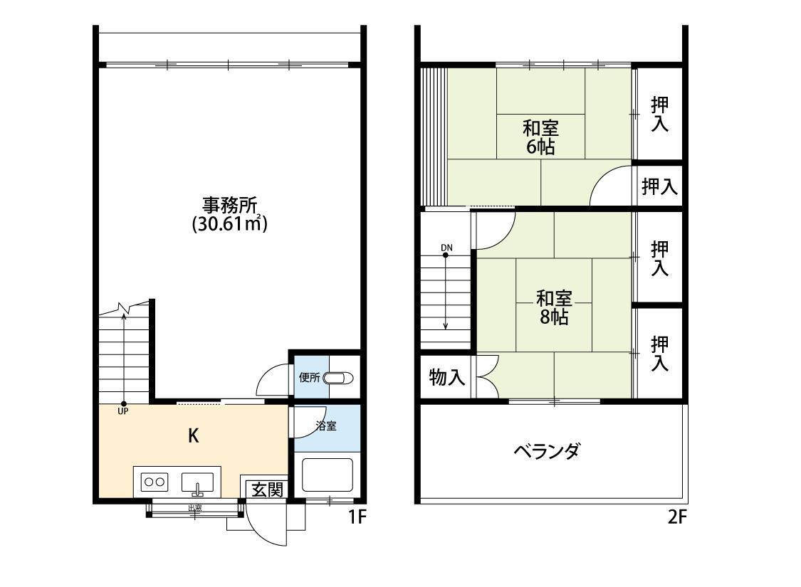 早出町店舗付き住居の間取り