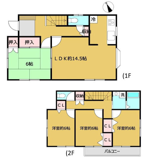 あきる野市草花の中古一戸建の間取り