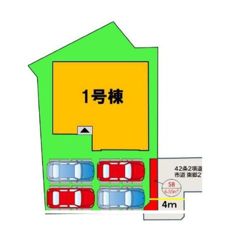 宗像市東郷5丁目第2-1棟（1号棟）の区画図|配置図