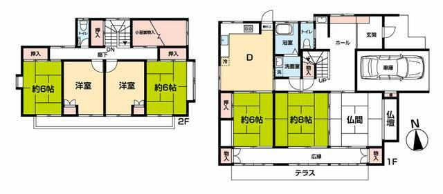 八代市古城町の中古一戸建の間取り|7DKの広々した間取りです。