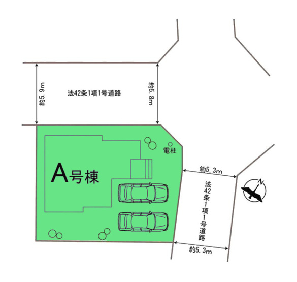 【区画図】 | ハートフルタウン前橋市青柳町43ーA | 開放的な角地に面した1棟！