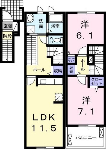 グランベル伊都Ａの間取り