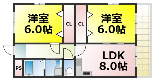 【間取り】 | パレーシャル難波 仲介手数料無料