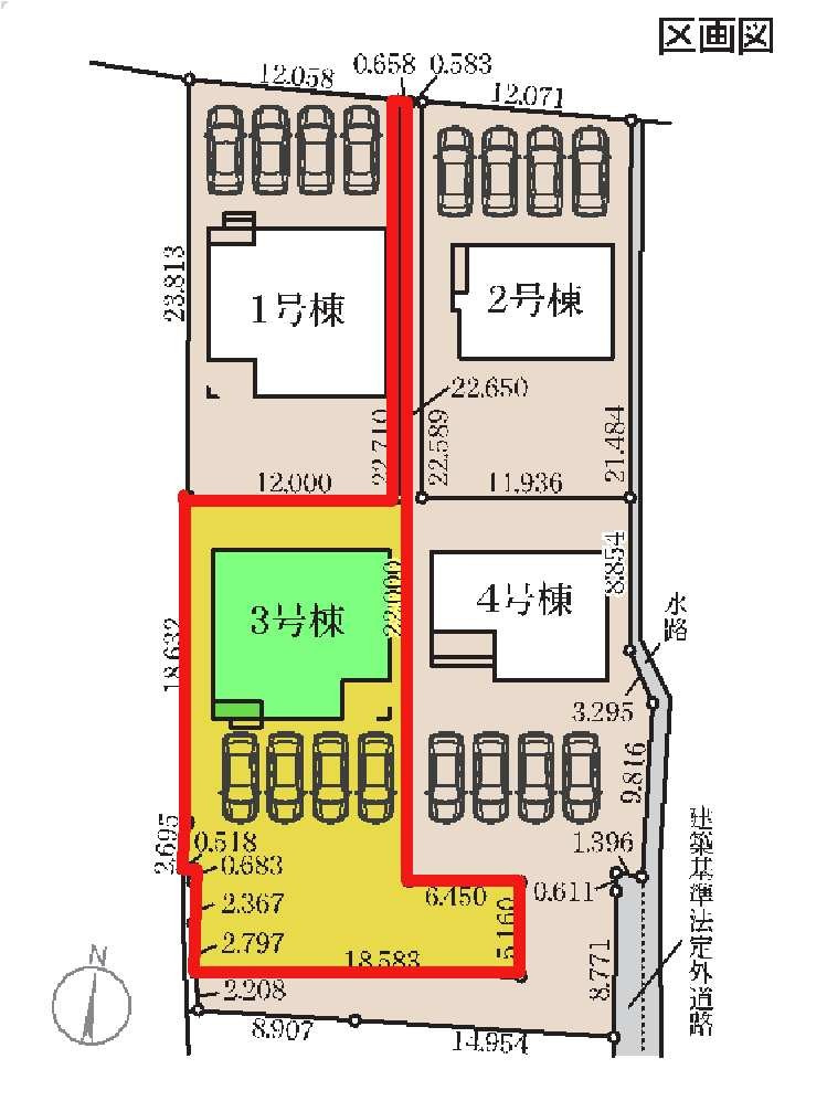 新築　藤岡市森第４　Livele Garden.S　3号棟の区画図|3号棟　区画図　南西接道幅員約2.8ｍ
