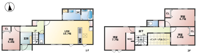 【間取り】 | 御殿場市萩原　新築戸建て | オールフローリングの４LDK♪ウォークインクローゼット、インナーバルコニーあり♪