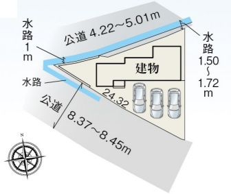 【区画図】 | 御殿場市萩原　新築戸建て | 敷地面積は55坪以上♪カースペース並列3台駐車可能です♪南西側前面道路は8.37ｍと広々♪