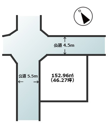 【区画図】 | 三島市富士ビレッジ　中古戸建 | 北西角地で通風＆採光良好です♪敷地面積は46坪以上♪