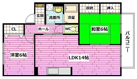 サニーハイツ橋本　A棟の間取り