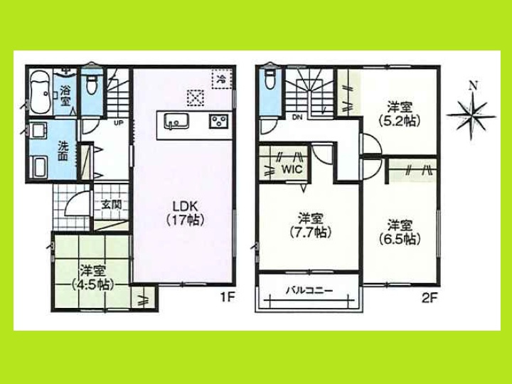 あま市新居屋久渕郷の新築一戸建の間取り|◇２号棟◇