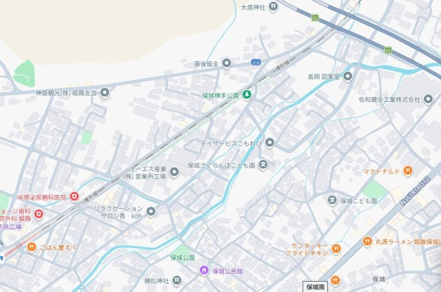 姫路市保城　　JR「野里駅」徒歩17分の地図