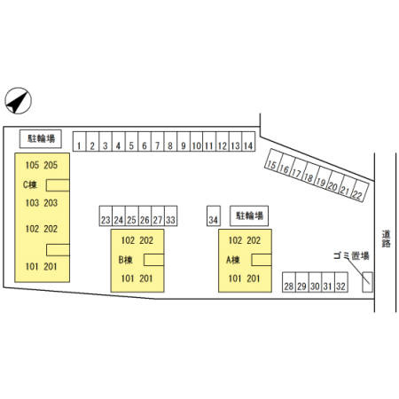 イースト・１６　B棟の区画図