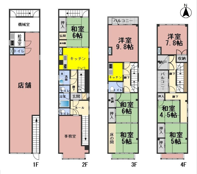 ６７２５６　岐阜市徹明通１丁目事業用(住居付店舗)の間取り